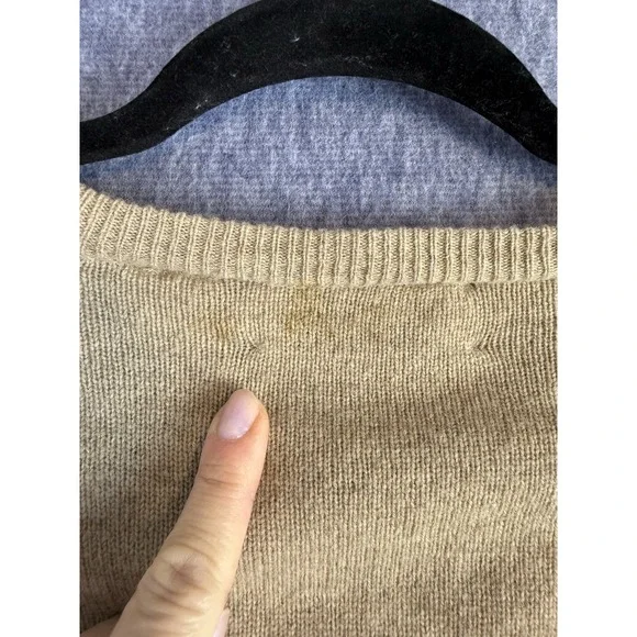 Vintage Balada 100% Lambwool XL Beige Tan Long Sleeve V Neck Sweater Womens - Picture 11 of 13